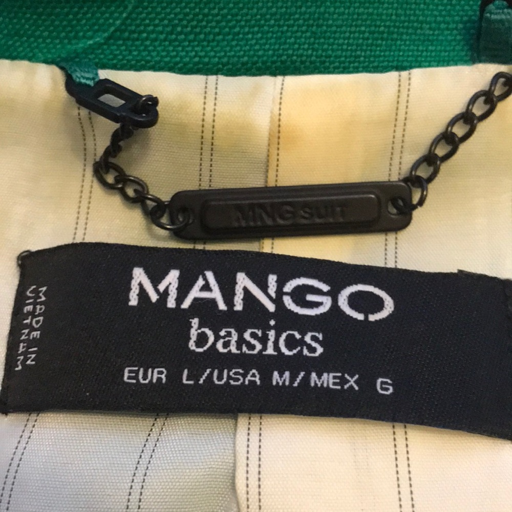 Mango Suit Green Blazer Jacket Women Cotton Linen… - image 2